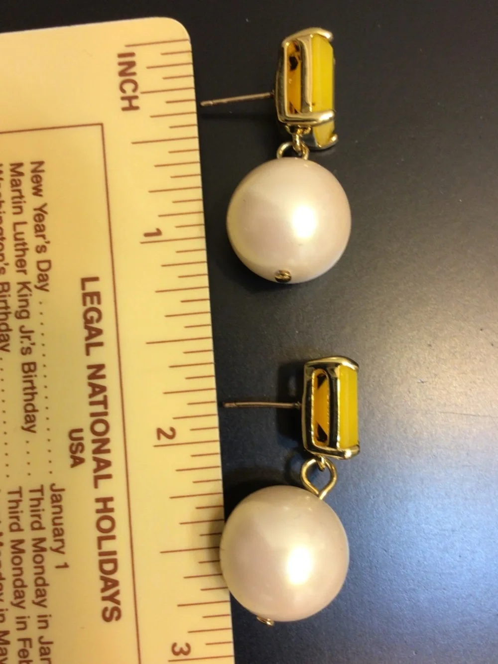Kate Spade New York Dangle Drop Crystal/Glass Pearl Earrings 14k Gold Filled